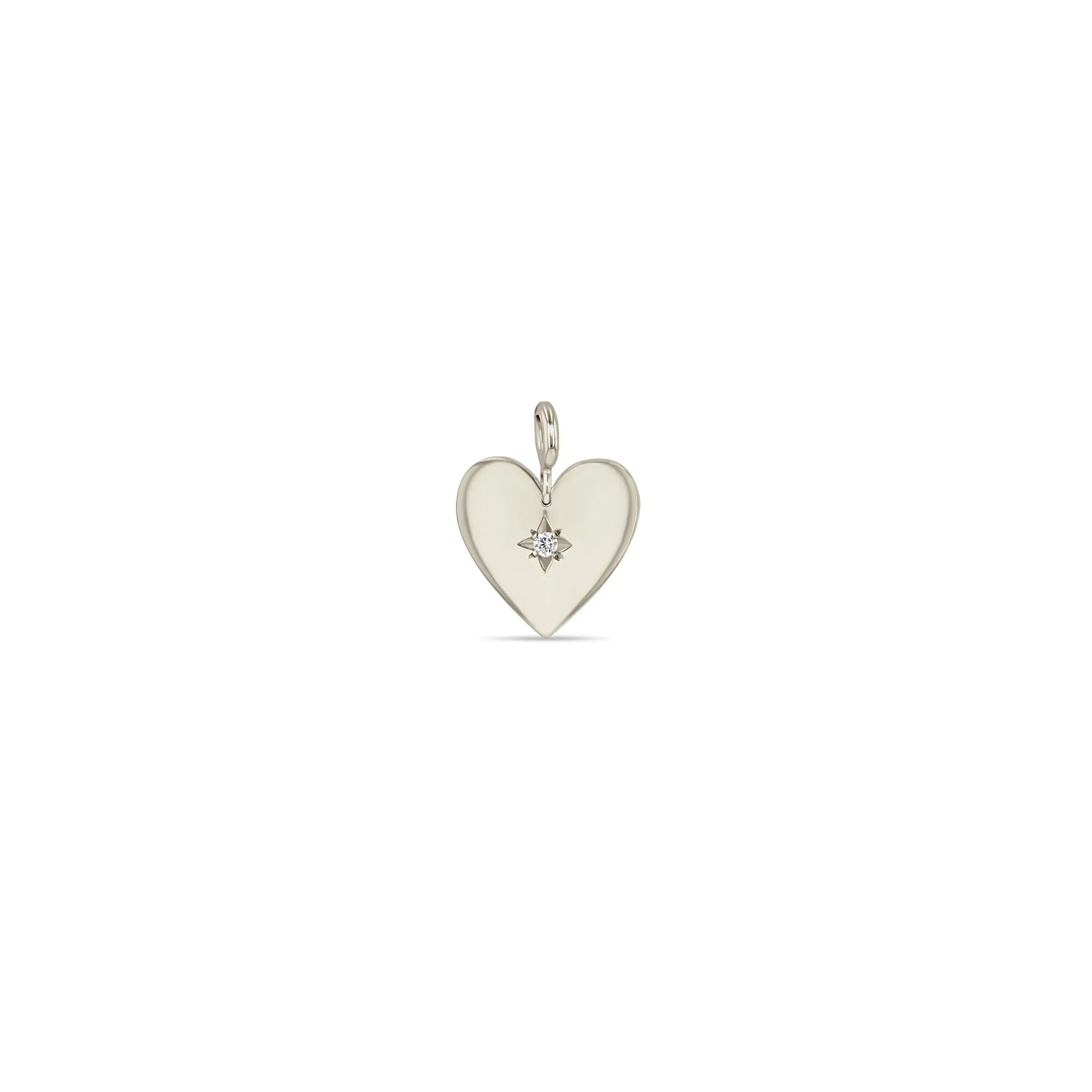 14k Single Star Set Diamond Small Aura Heart Charm