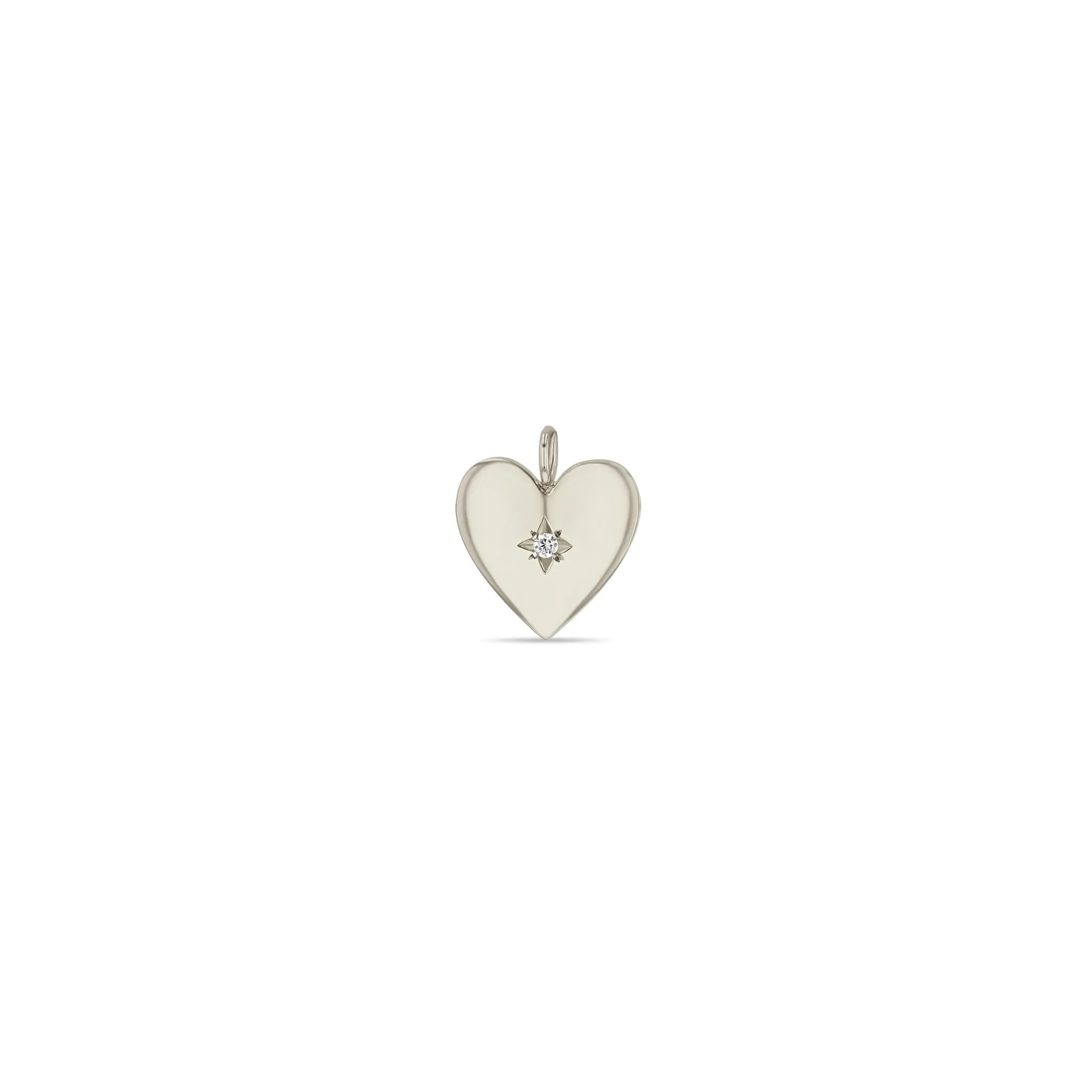 14k Single Star Set Diamond Small Aura Heart Charm