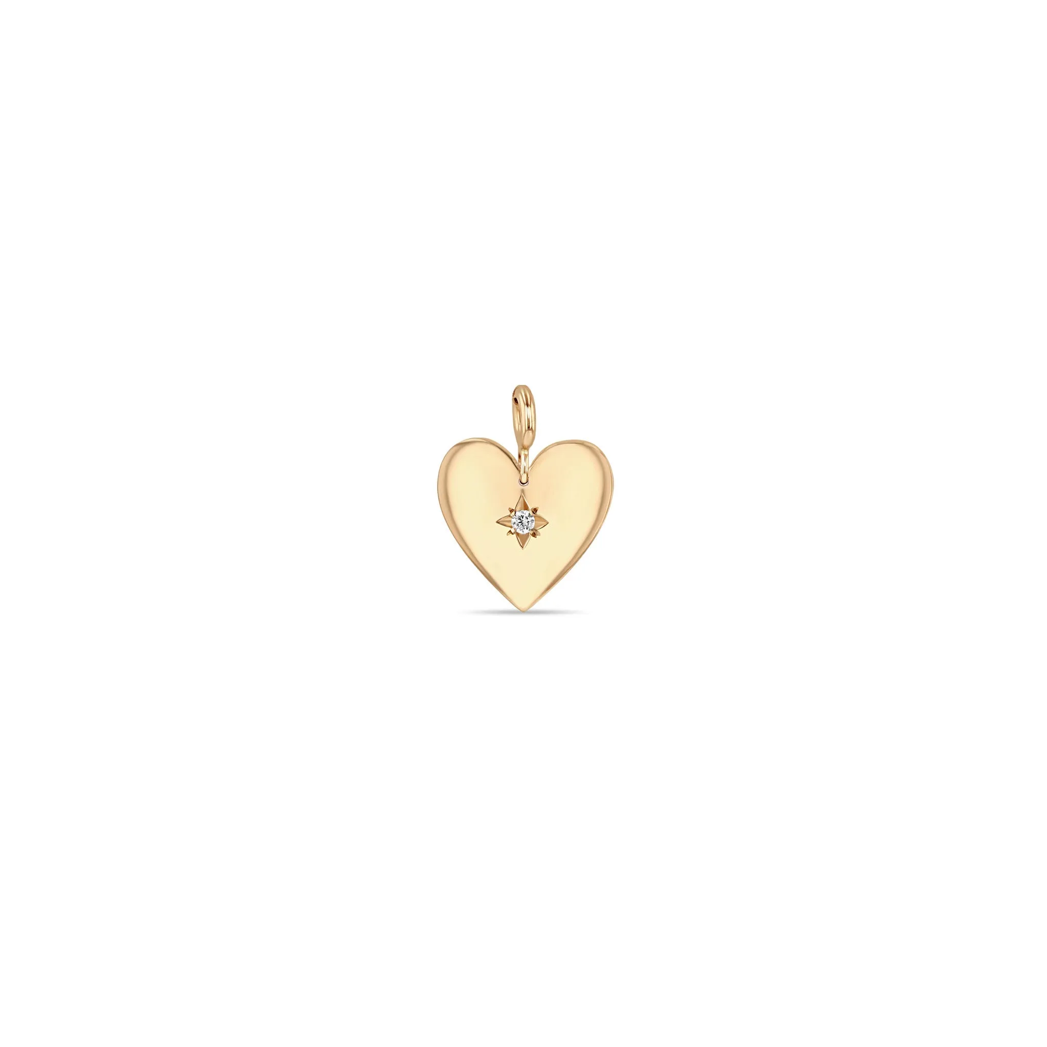 14k Single Star Set Diamond Small Aura Heart Charm