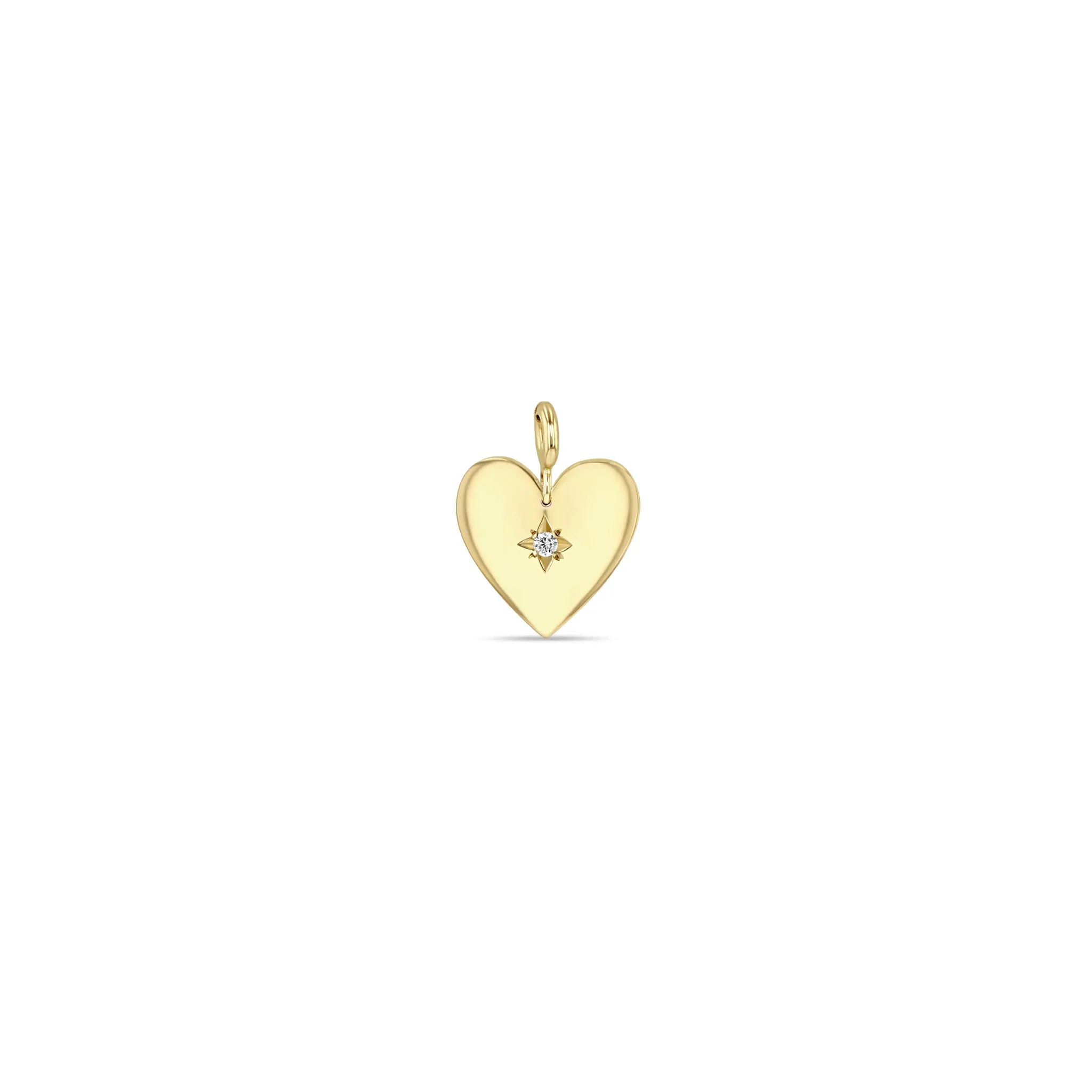 14k Single Star Set Diamond Small Aura Heart Charm