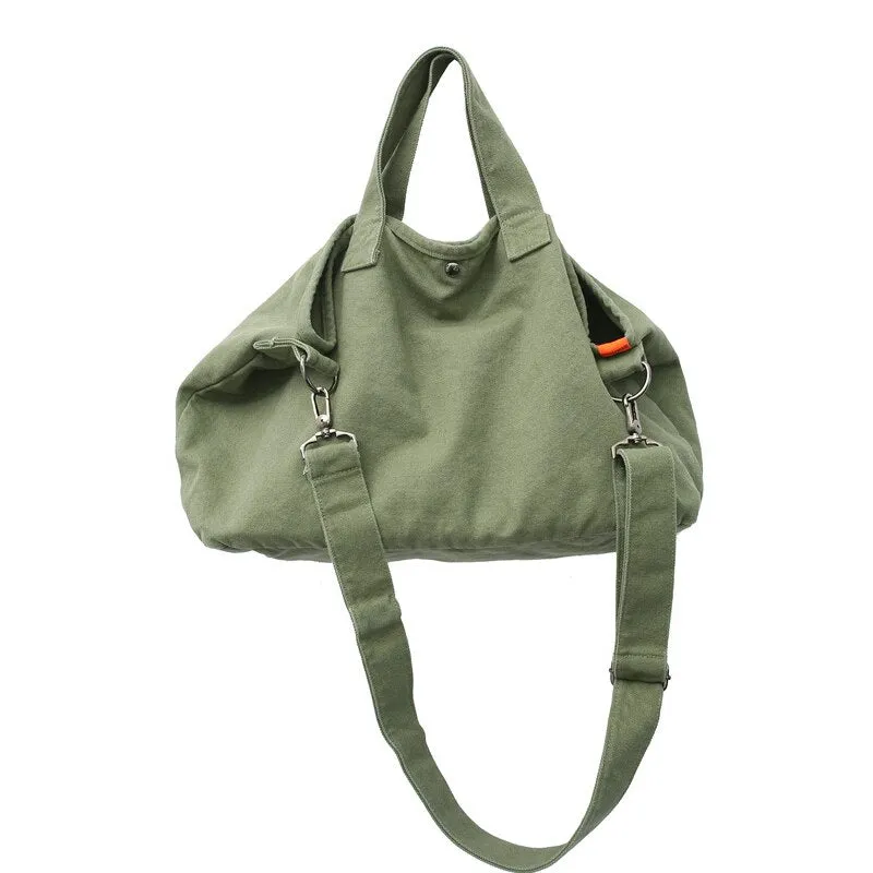 Back To College Deanwangkt Fashion Women Shoulder Bag Large Capacity Crossbody Canvas Bag Solid Color Leisure Travel Bag College Student Schoolbag