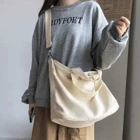Back To College Deanwangkt Fashion Women Shoulder Bag Large Capacity Crossbody Canvas Bag Solid Color Leisure Travel Bag College Student Schoolbag