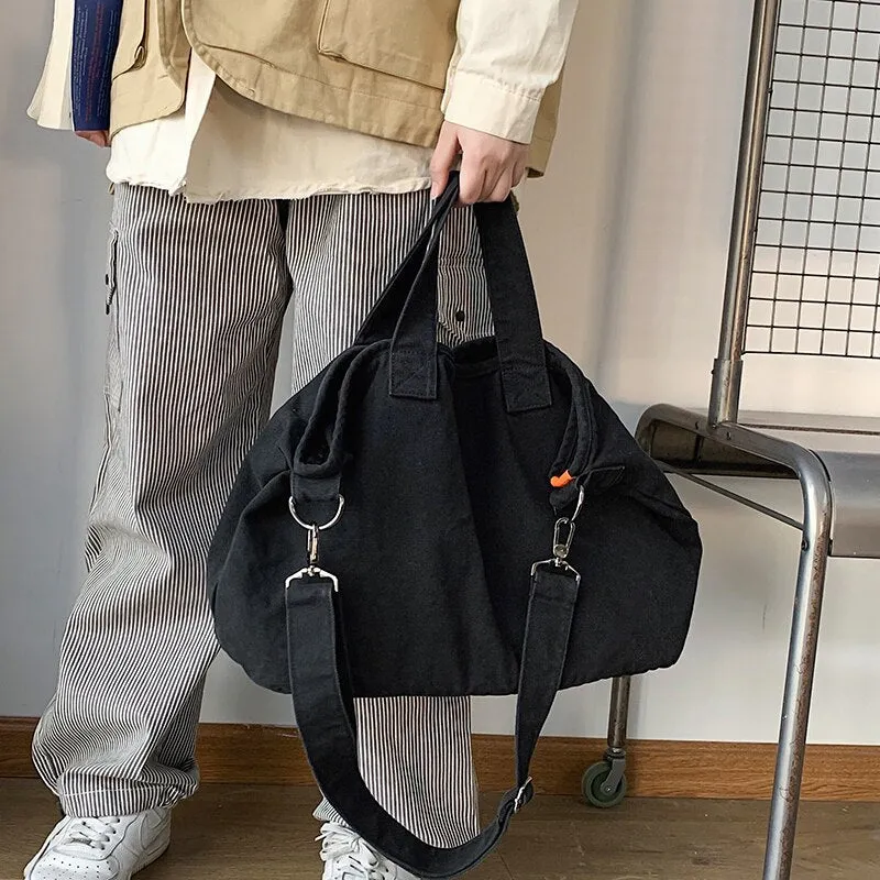 Back To College Deanwangkt Fashion Women Shoulder Bag Large Capacity Crossbody Canvas Bag Solid Color Leisure Travel Bag College Student Schoolbag