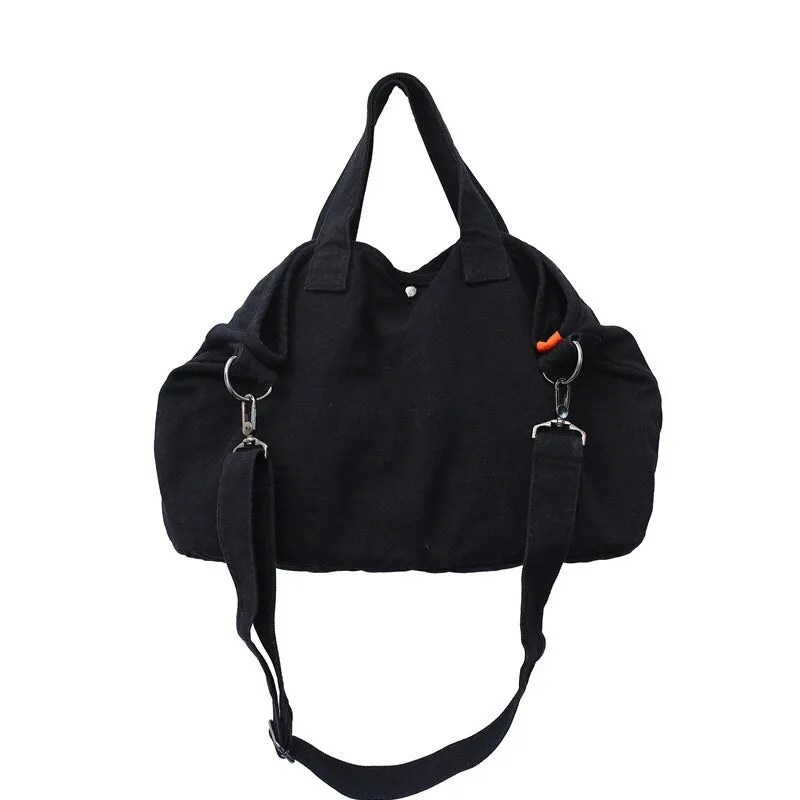 Back To College Deanwangkt Fashion Women Shoulder Bag Large Capacity Crossbody Canvas Bag Solid Color Leisure Travel Bag College Student Schoolbag