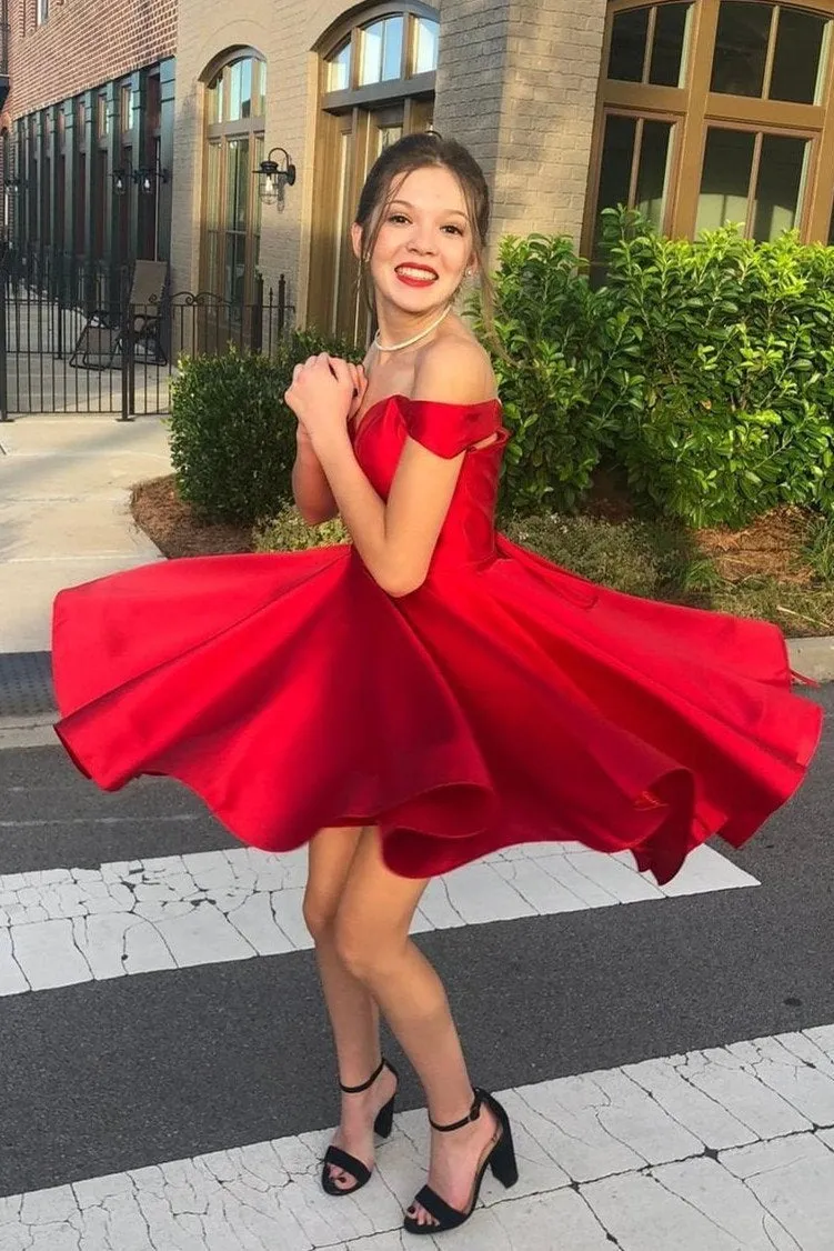 Cute Off the Shoulder Short Dark Teal Sweetheart Homecoming Dress Short Prom Dresses