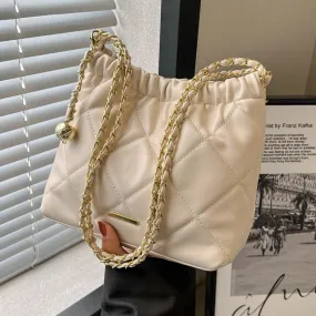 DUNNMALL This Year's Popular Bag Chain Women's Bag  New Fashion Casual Rhombus Commuter Internet Celebrity Single Shoulder Bucket Bag