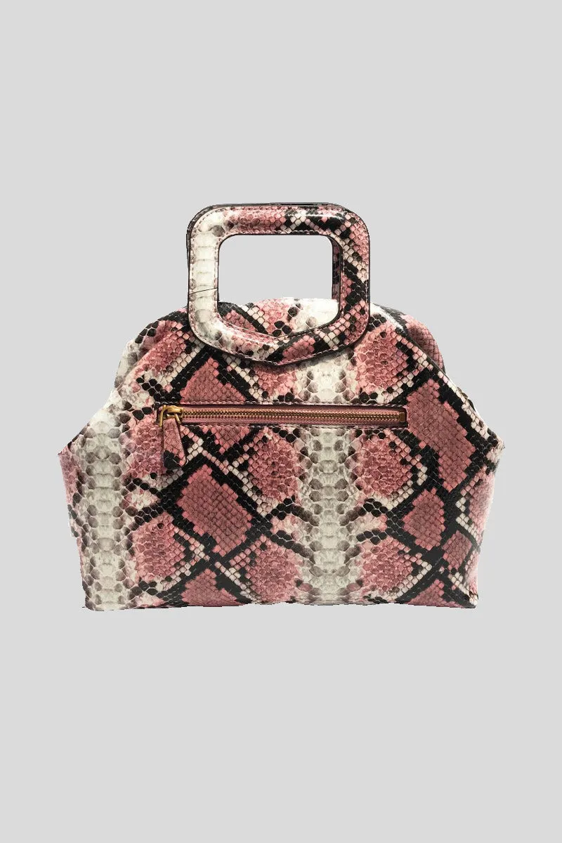 Errin Frame Clutch - Pink Phyton