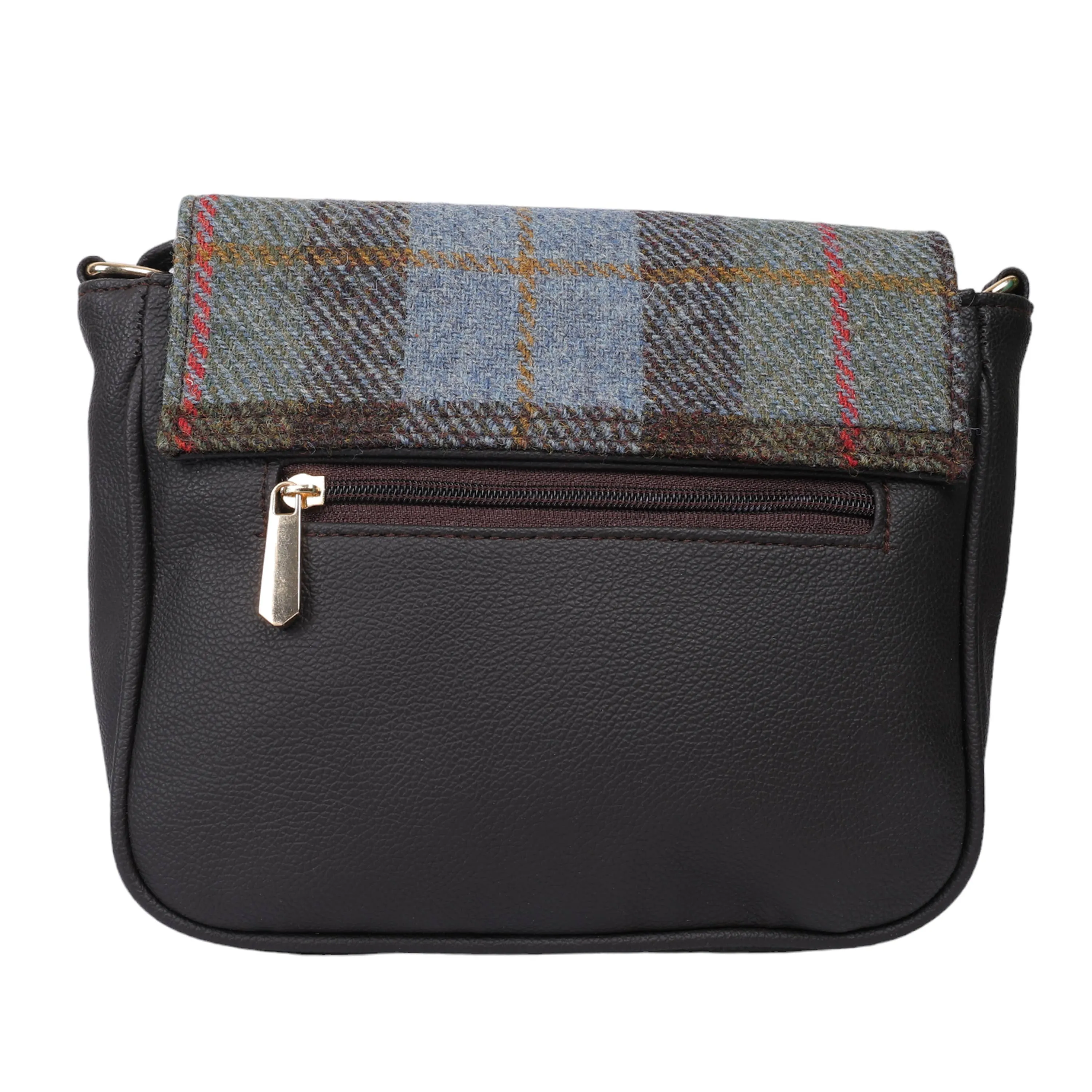 Harris Tweed Cross Body Saddle Bag Green