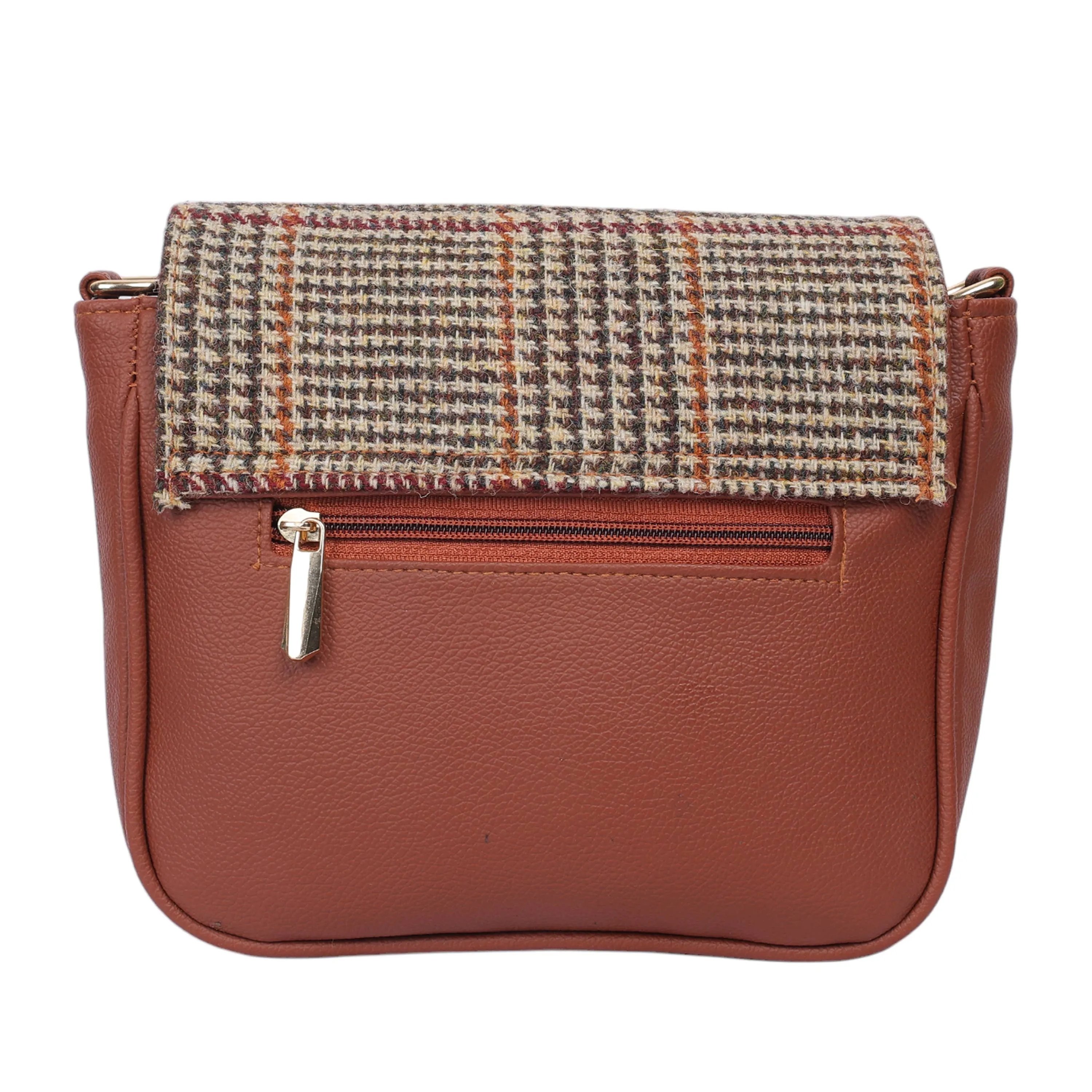 Harris Tweed Cross Body Saddle Bag Houndstooth