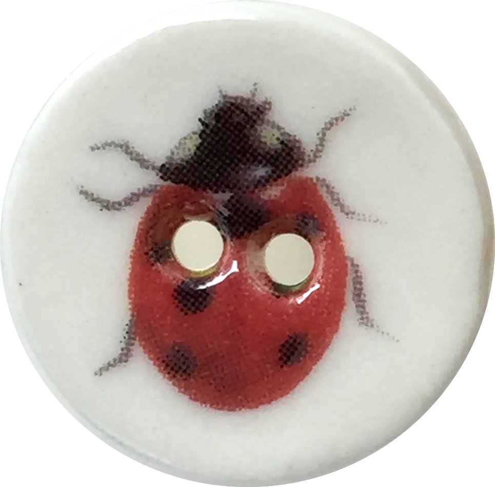 Ladybug Tiny Round Porcelain Button, 7/16"