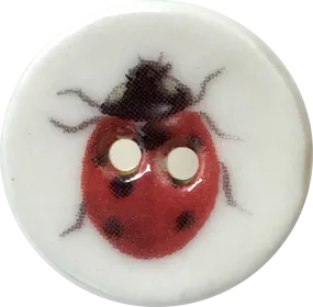 Ladybug Tiny Round Porcelain Button, 7/16"