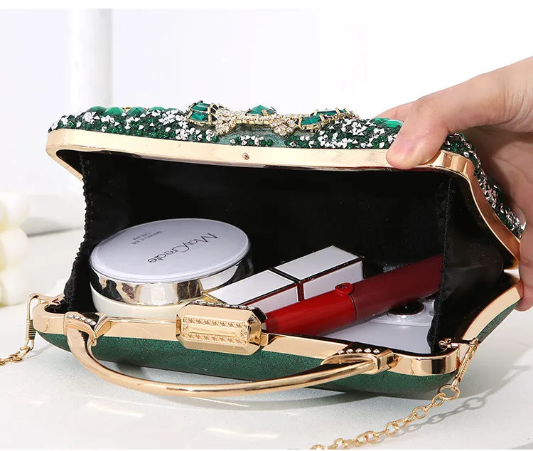 Metallic Handheld Handmade Diamond Inlaid Dinner Bag