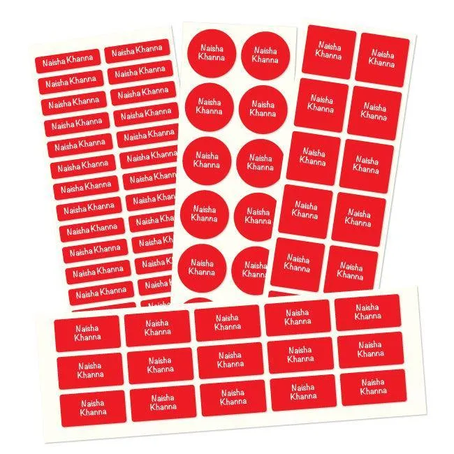 Name labels for School | Solid Red