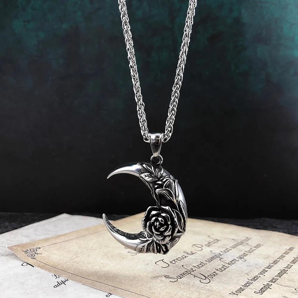 Rose Crescent Moon Necklace