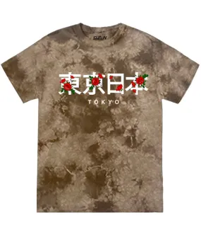 TOKYO KANJI ROSE OVERLAY TIE DYE TEE