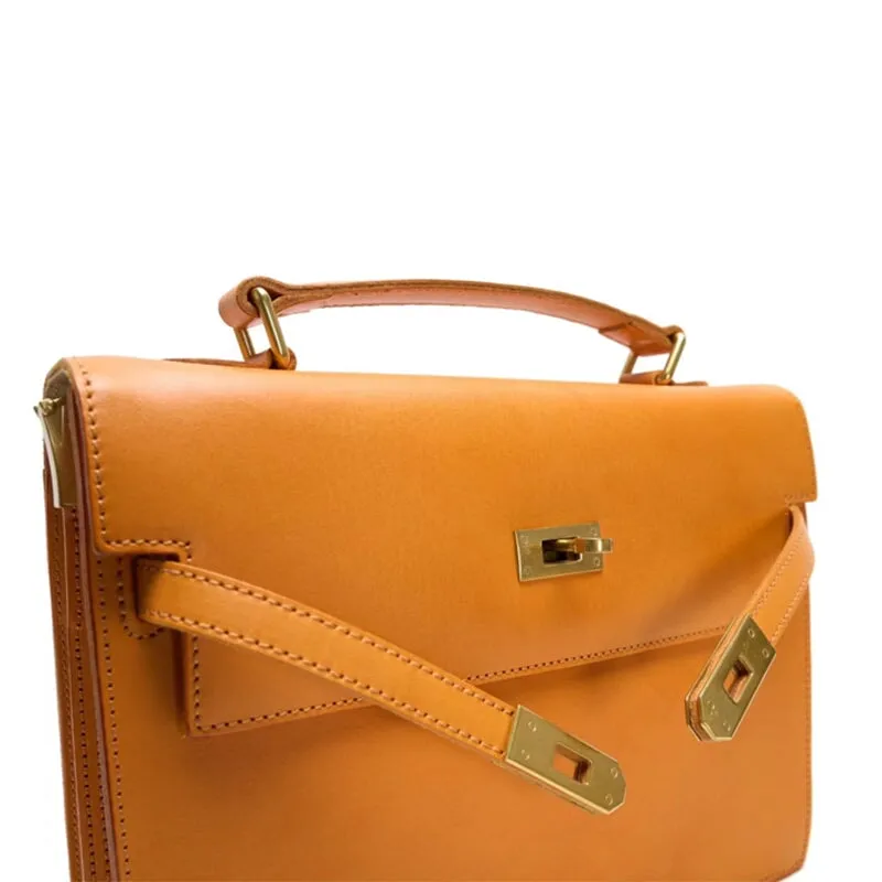 Vegetable Tanned Cowhide Niche Design Japanese Commuter Crossbody Small Square Bag