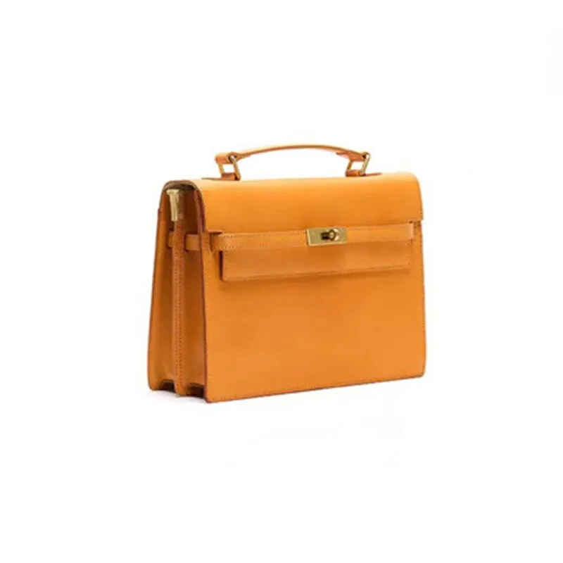 Vegetable Tanned Cowhide Niche Design Japanese Commuter Crossbody Small Square Bag